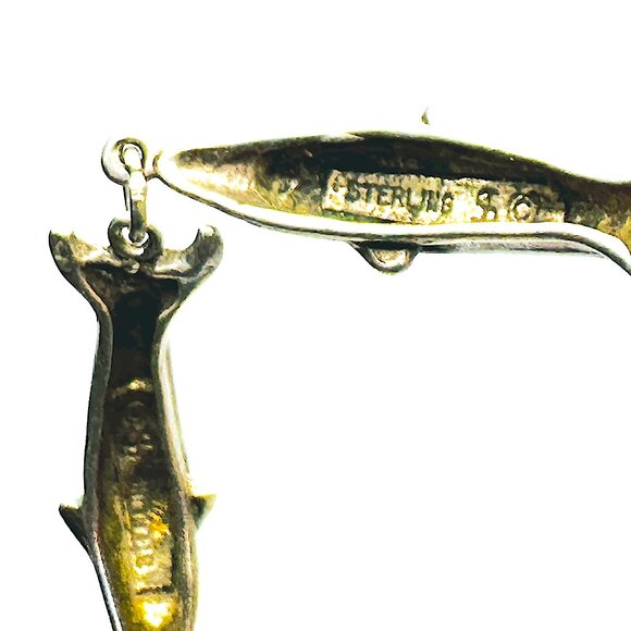 Vintage 70s Shube's Sterling Silver Dolphin Link Bracelet—Signed Statement Piece - Picture 12 of 13